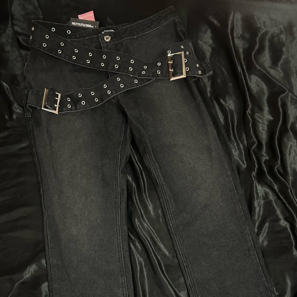 PLT Washed Black Straight Jeans